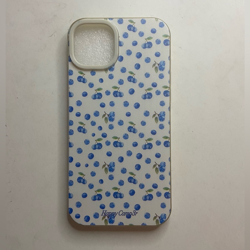 Brand new never used happy camp3r iPhone 15 plus fruit blueberry phone case
